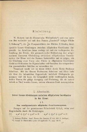 Ueber lineare Gleichungen zwischen elliptischen Coordinaten