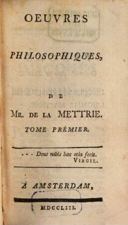 Oeuvres Philosophiques. 1