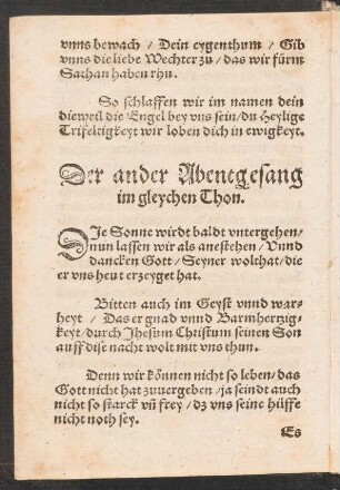 Der ander Abentgesang || im gleychen Thon. ||