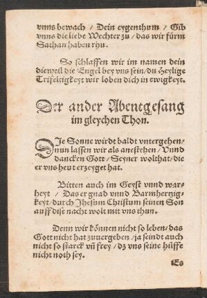 Der ander Abentgesang || im gleychen Thon. ||