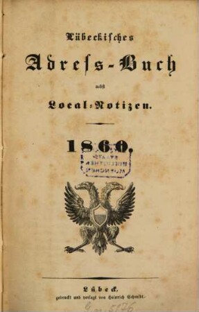 Lübeckisches Adressbuch. 1860, 1860