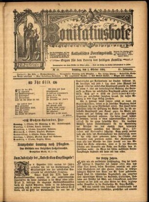Erste Ausgabe vom Sonntag, den 02. Oktober 1904.