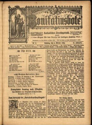 Erste Ausgabe vom Sonntag, den 02. Oktober 1904.