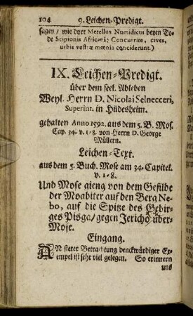 IX. Herrn D. Nicolai Selnecceri, Superint. in Hildesheim.