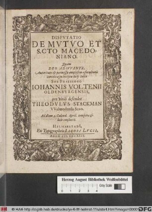Disputatio De Mutuo Et S.Cto Macedoniano