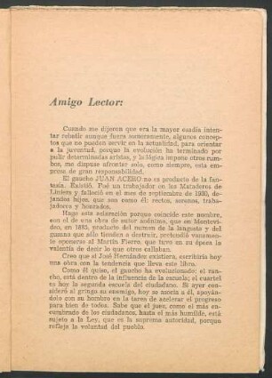 Amigo Lector: