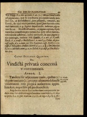 Caput Decimum Quartum. De Vindicta privata concessa vi conventionis.