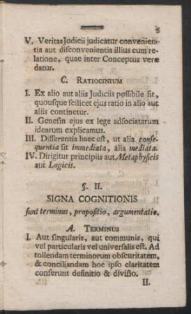 §. II. Signa Cognitionis