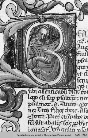Buchseite mit historisierter Initiale B: König David - Nicola de Lyra: Postilla