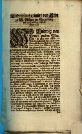 Ludowicus eximirt den Abbt zu S. Gilgen zu Nürmberg von dem Landvogt daselbst : Anno 1339