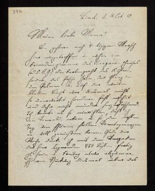 Brief an Mama, 16.10.1910, Lindi