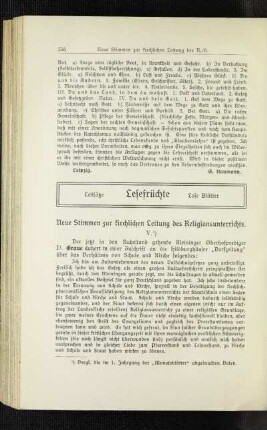 Neue Stimmen zur kirchlichen Leitung des Religionsunterrichts : [Fortsetzung]