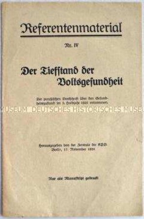 Referentenmaterial der KPD zur Gesundheitspolitik
