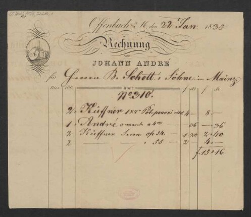 Rechnung von Johann André