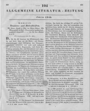 Conrath, N. B.: Über die Wirkungen und Anwendung der Heilquellen zu Franzensbad. Prag: Haase 1839