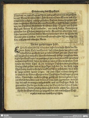 An den guthertzigen Leser