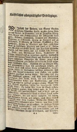 Kaiserliches allergnädigstes Privilegium.
