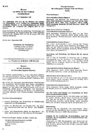 Literaturhinweise des volkseigenen Verlages Volk und Wissen Berlin : [Literaturhinweise]