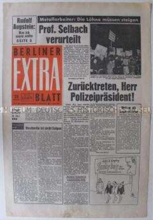 Linke Boulevard-Zeitung "Berliner Extra Blatt" u.a. über Prostitution und zum Kampf der IG Metall in Berlin (West)