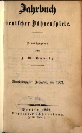 Jahrbuch deutscher Bühnenspiele. 41, 41. 1862