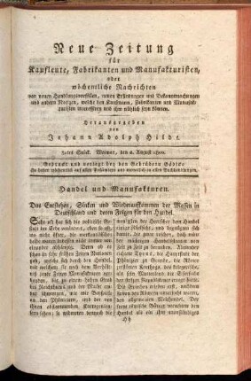 31tes Stück. Weimar, den 2. August 1800.