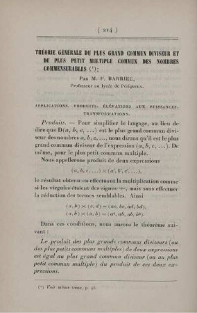 Théorie générale du plus grand commun diviseur et du plus petit multiple commun des nombres commensurables. [Fortsetzung]