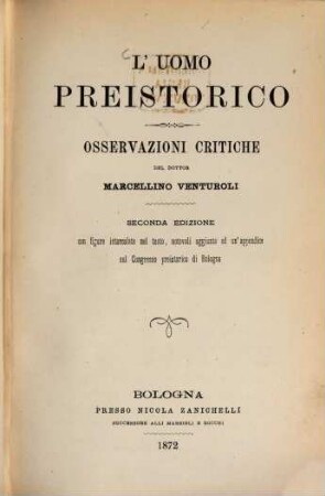 L'uomo preistorico : Osservazioni critiche