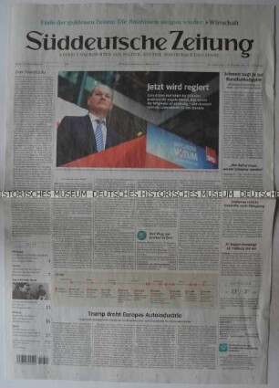 Tageszeitung "Süddeutsche Zeitung" mit Titel zur Regierungsbildung in Deutschland