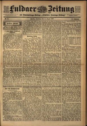 Erste Ausgabe vom Samstag, den 13. August 1898.