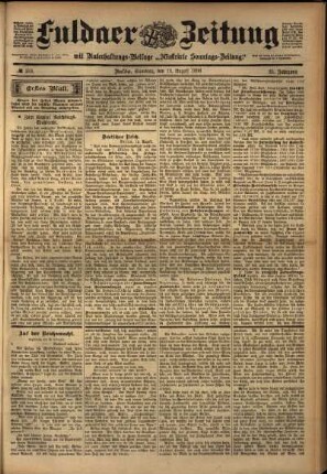 Erste Ausgabe vom Samstag, den 13. August 1898.