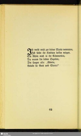 [Ich wollt mich zur lieben Maria vermieten]