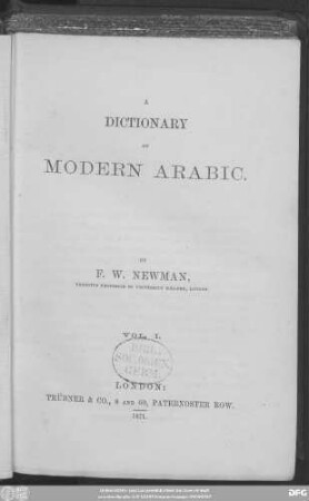 Vol. 1: A Dictionary of Modern Arabic