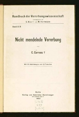 Nicht mendelnde Vererbung : mit 22 Tabellen