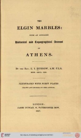The Elgin Marbles : With an abridged historical and topographical account of Athens