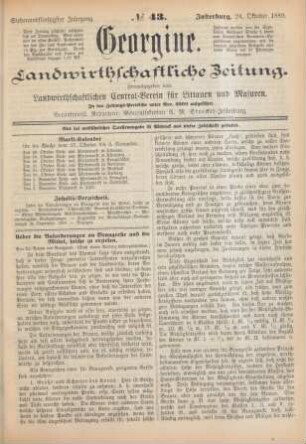 Siebenundfünfzigster Jahrgang. No. 43. Insterburg, 24. Oktober 1889.