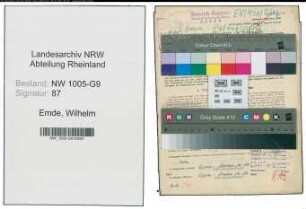 Entnazifizierung Wilhelm von der Emde , geb. 02.12.1901 (Ingenieur)