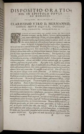 Dispositio Orationis, In Epistola Pauli Ad Romanos, Philippi Melanthonis.