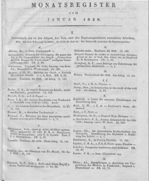 Monatsregister vom Januar 1838