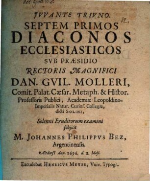 Septem primos Diaconos ecclesiasticos