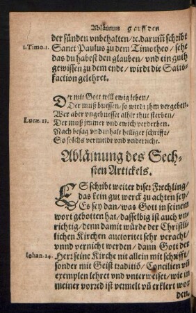 Abläinung des Sechsten Artickels.