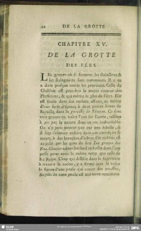 Chapitre XV. De la Grotte des Fèes