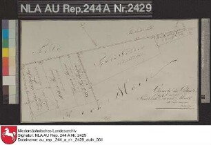 Lage einzelner Grundstücke in der Ortschaft EVERSMEER Handzeichnung von Börner Papier auf Leinen Format 43,0x24,7 M 1:2.800 (ca)
