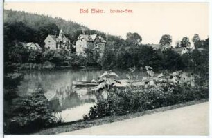 Bad Elster. Louisa-See mit Ruderboot