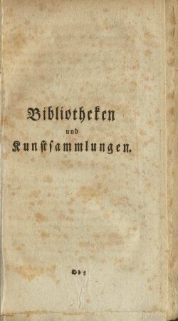 Bibliotheken und Kunstsammlungen