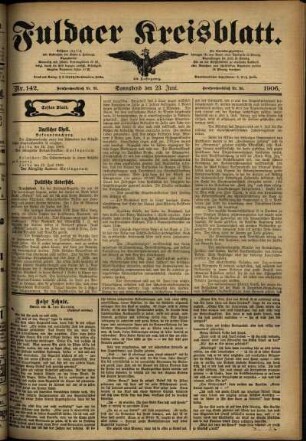 Erste Ausgabe vom Samstag, den 23. Juni 1906.