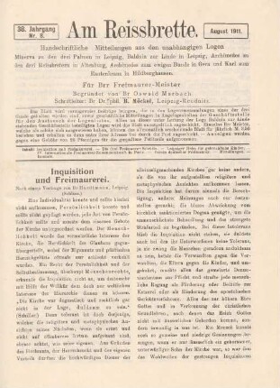 Nr. 8. August 1911.