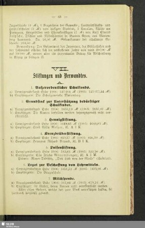 VII. Stiftungen und Verwandtes