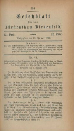 13. Januar-28. December 1892 = 22.-44. Stück