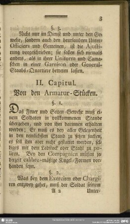 II. Capitul. Von den Armatur-Stücken