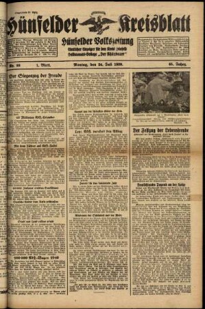 Erste Ausgabe vom Montag, den 24. Juli 1939.